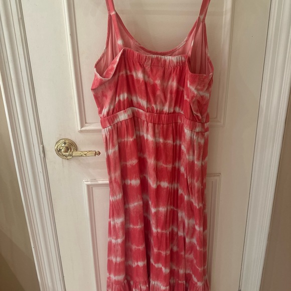 GAP Pink Tie Dye Scoopneck Fit & Flare MIDI Dress Size 14 - Picture 2 of 5